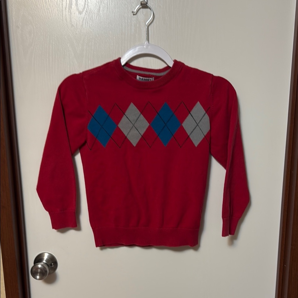 Old Navy Boy’s Red Argyle Sweater Size S